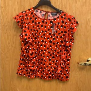 Painterly red dot blouse